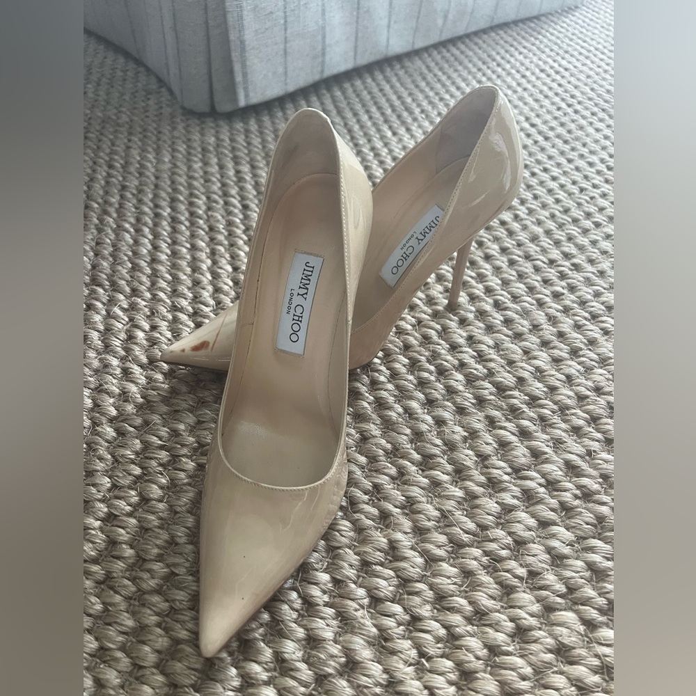 Jimmy Choo Nude Patent Leather Pumps  IT sz 38